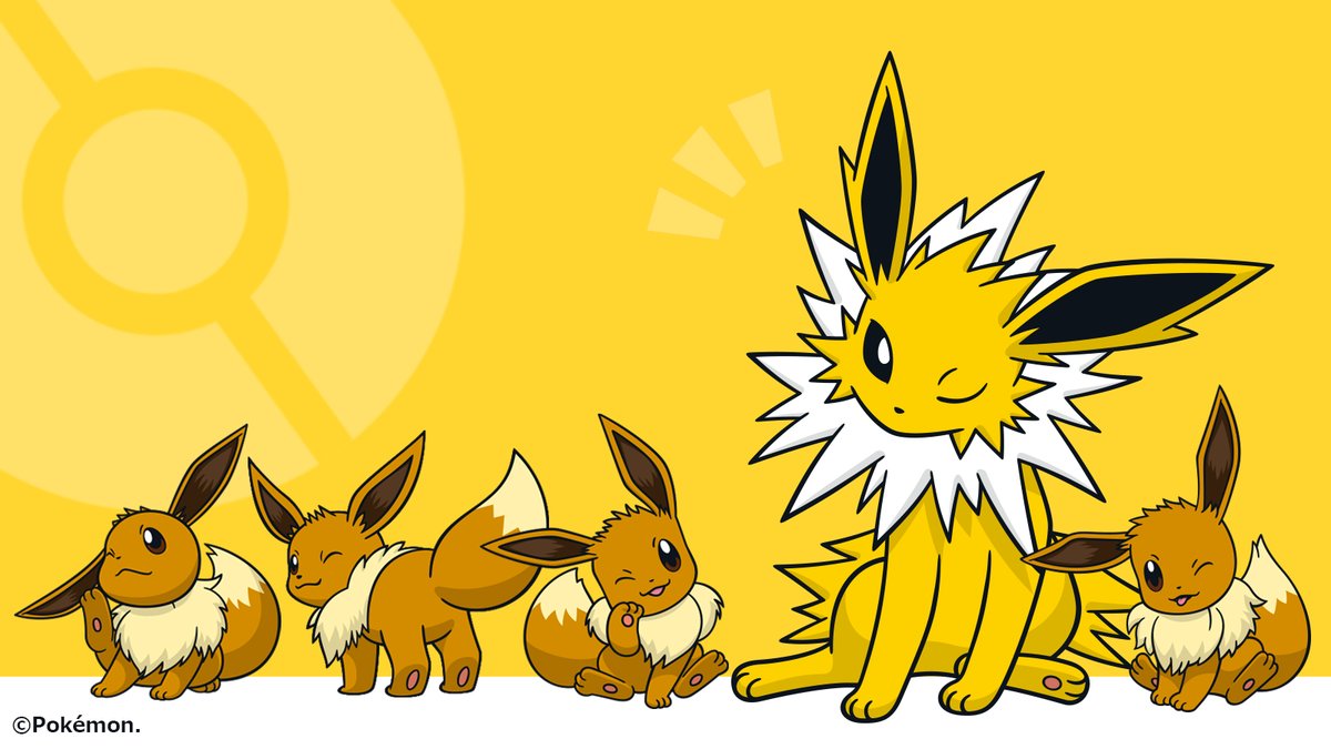 Official Pokémon wallpaper features adorable winking Eevee and Jolteon |  Pokémon Blog, image size:1200x675