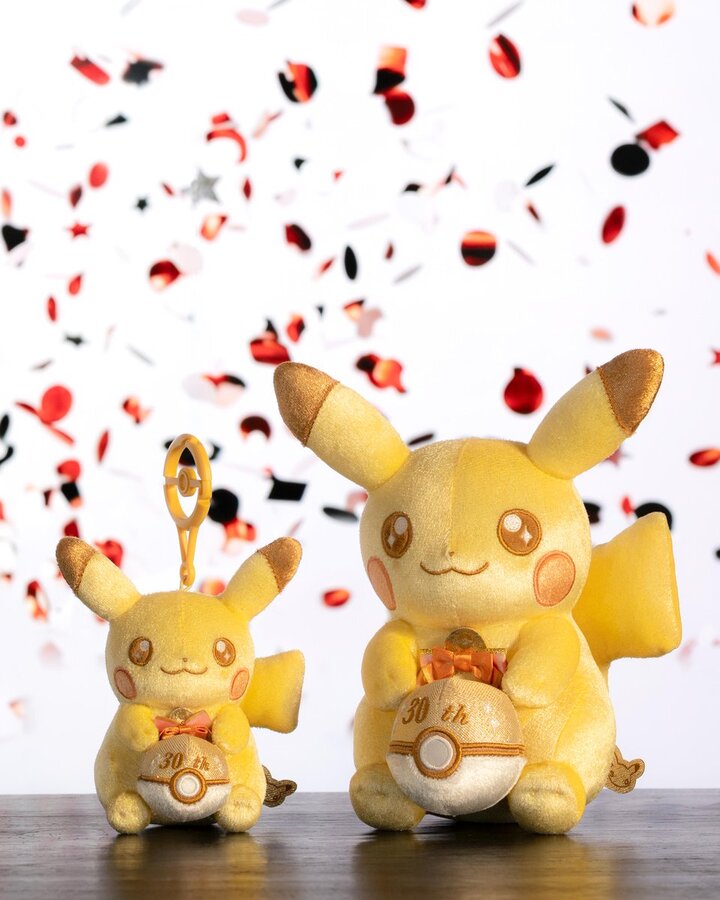 New Pikachu 30th Celebration Plush and Plush Keychain available now at the official Pokémon Center