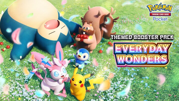 New Pokémon TCG Pocket Everyday Wonders expansion available now featuring Pikachu, Piplup, Snorlax, Greedent, Sylveon, Hisuian Zoroark ex, Mega Diancie ex, new Supporter cards, Puppy-Loving Girl, Wallace and more