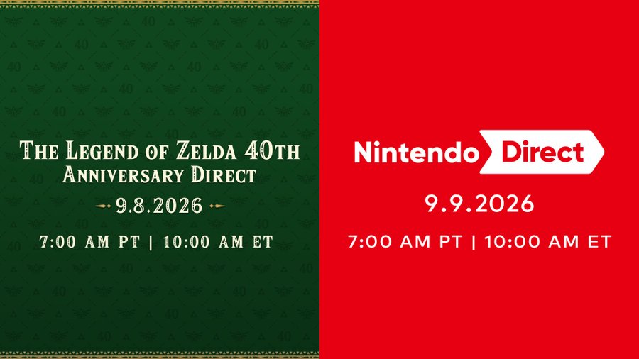 Nintendo announces Zelda 40th Anniversary Direct and Nintendo Direct for Sept. 8-9